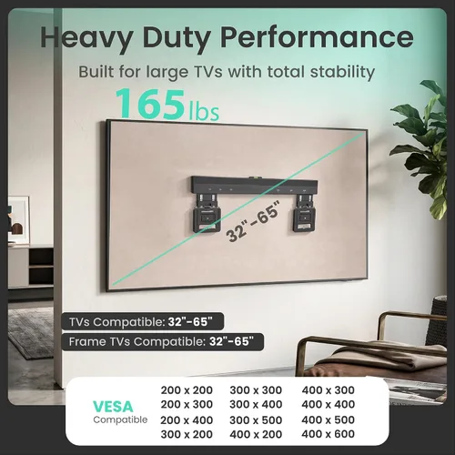Vista 2 de ynVISION.DESIGN - Soporte de pared para TV ultra delgado para la mayoría de televisores de 32 a 65 pulgadas, compatible con televisores de marco