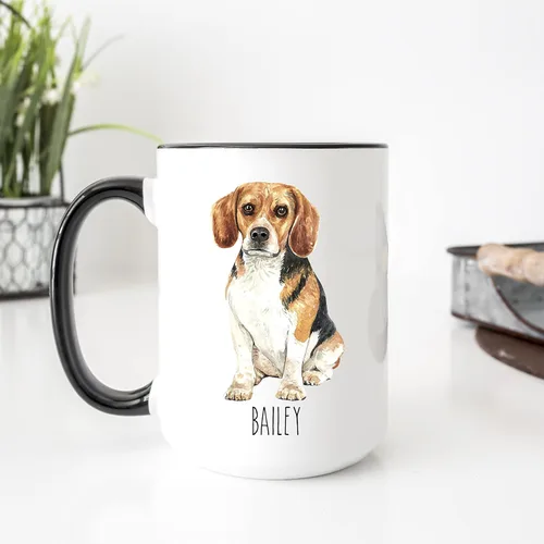 Vista 5 de Tazas de café personalizadas Beagle con nombre para mamá y papá de perro - Regalos personalizados para mejores amigos - Regalo para abuela y abuelo