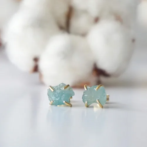 Vista 8 de Aretes de tuerca de cristal con piedra natal para mujer