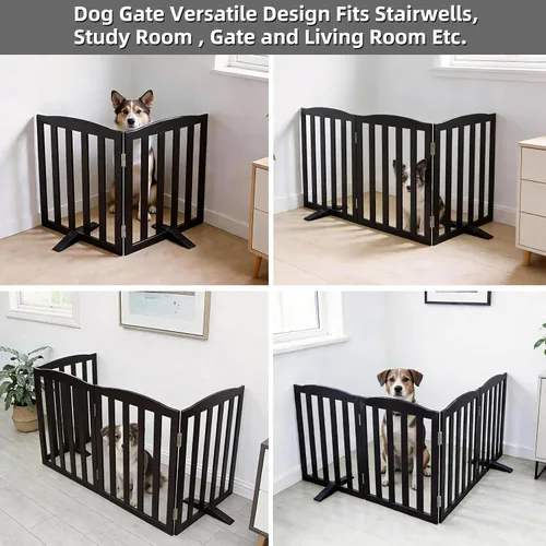Vista 4 de Puerta Independiente para Perros para Interiores, Puerta para Perros Plegable, Puertas para Mascotas para Entradas, Escaleras o Pasillos, Puerta