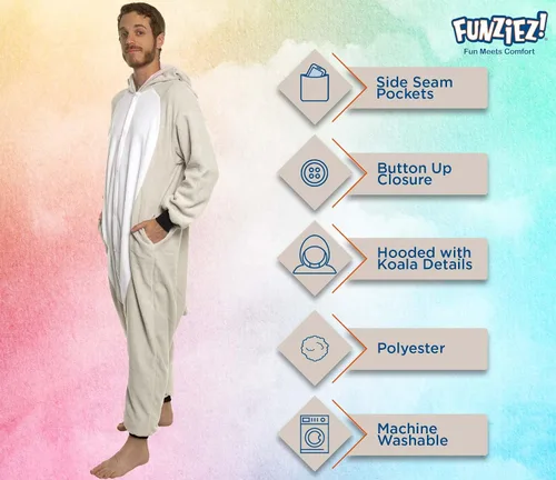Vista 27 de Funziez! - Disfraz de Halloween para adultos, disfraz de animales y criaturas marinas, mameluco afelpado para cosplay, para mujeres y hombres