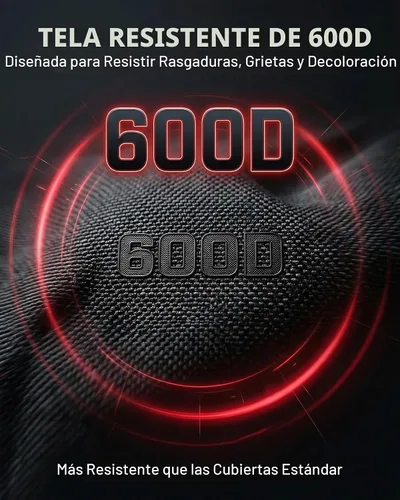 Vista 8 de Cubierta impermeable para muebles de exterior, juego de mesa y silla rectangular de 600D resistente de 64 pulgadas de ancho x 52 pulgadas de largo x