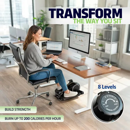 Vista 2 de DeskCycle Under Desk Elliptical Machine up to 40 lbs Magnetic Resistance Foot Pedaler, Ultra-Smooth & Silent Seated Leg Exerciser, Heavy Duty