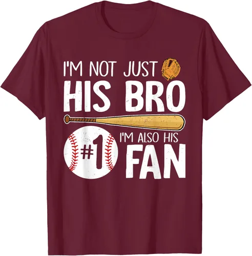 Vista 16 de Camiseta Baseball Brother I'm Not Just His Bro I'm His Number One Fan, Negro