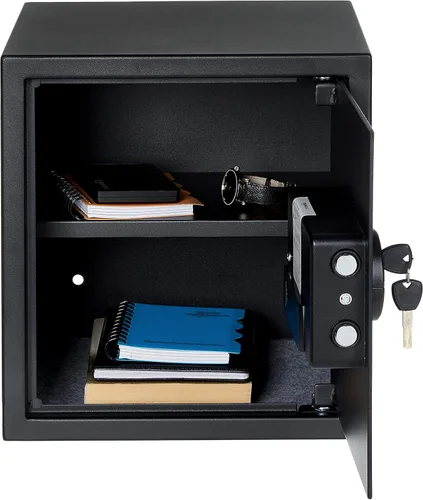 Vista 3 de Amazon Basics Caja fuerte electrónica de seguridad para el hogar de acero con bloqueo de teclado programable para documentos, joyas, objetos