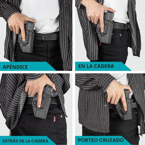 Vista 5 de Funda Taurus TH9 TH9C, funda OWB para pistola Taurus TH9/TH9C de 0.354 in, retención de nivel II con liberación de dedo índice, paleta ajustable