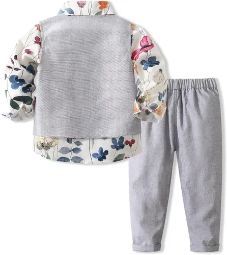 Vista 2 de Baby Boy Gentleman Suit Set with Shirt Pants Outfits Casual Suit