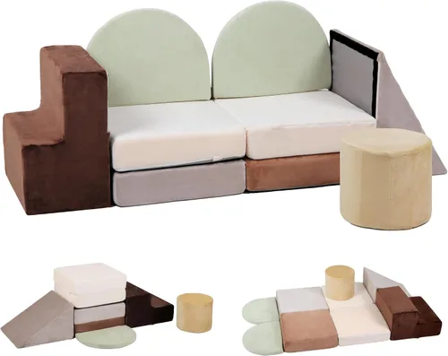 Vista 10 de Bloques de espuma de escalada para niños, juego modular de 7 piezas para niños pequeños, bloques de espuma de juego suave, juguetes de escalada