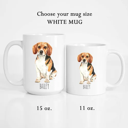 Vista 3 de Tazas de café personalizadas Beagle con nombre para mamá y papá de perro - Regalos personalizados para mejores amigos - Regalo para abuela y abuelo
