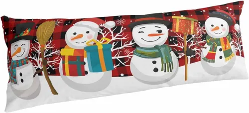 Vista 21 de Fundas de almohada de tamaño estándar de muñeco de nieve negro, paquete de 2 fundas de almohada suaves decorativas para sofá de cuerpo largo