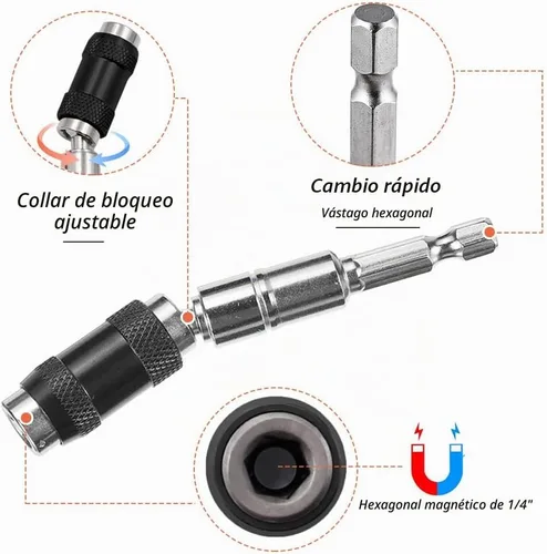 Vista 2 de Juego de 2 soportes de broca pivotante de 1/4 pulgadas con punta