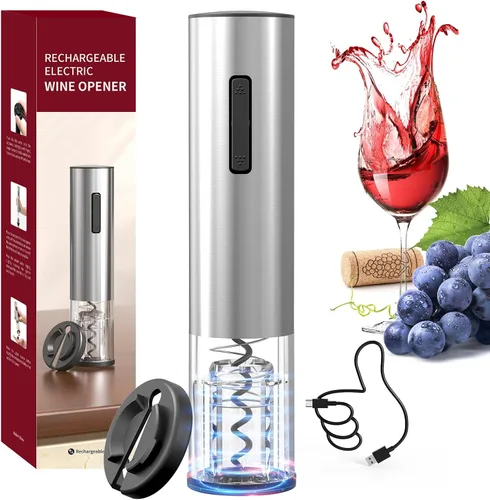 Vista 10 de CIRCLE JOY Abrevino eléctrico recargable 5 en 1 acero inoxidable juego de regalo de vino con cortador de aluminio, vertedor aireador de vino, anillo