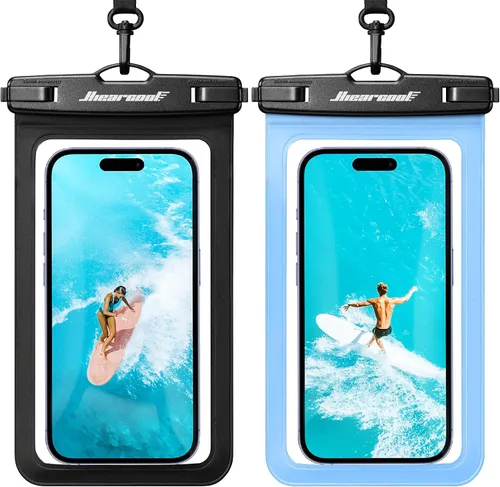 Vista 46 de Hiearcool Funda impermeable IPX8 para iPhone 17/16/15/14 Pro Max, bolsa seca para teléfono celular para artículos esenciales de playa y crucero