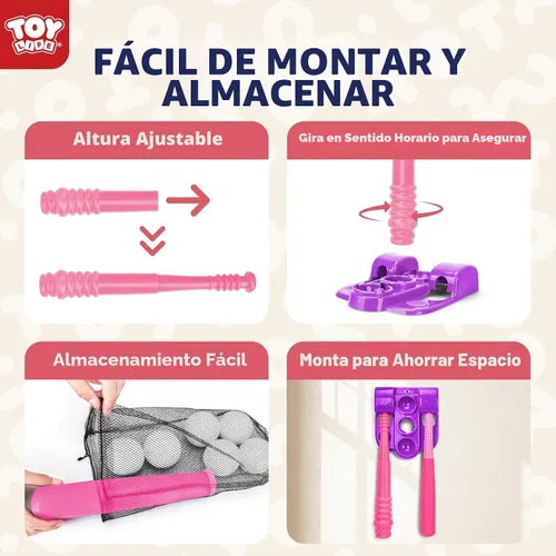 Vista 3 de TOY Life Juego de pelota en T para niños de 3-5, 5-8, juego de béisbol para niñas, juegos de soporte de pelota en T con guante de béisbol, camiseta