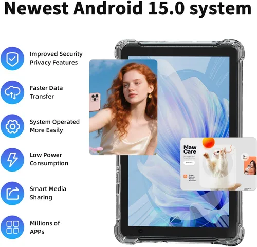 Vista 3 de PEICHENG Tableta con Estuche Protector, 7" IPS 1024 * 600 Android 15.0 Tab PC RAM 8GB (3+5 Expand) + ROM 32GB Bluetooth 5.0 WiFi 6 2.4G+5G 2MP+5MP