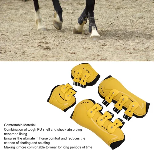 Vista 3 de Botas de tendón para caballo, frente abierto, transpirables, ajustables, botas protectoras para caballo, forro suave, botas protectoras para caballo