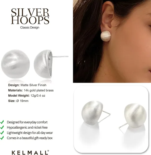 Vista 22 de KELMALL Aretes tipo argolla de oro de 14 quilates para mujer, hipoalergénicos, gruesos, redondos, no se deslustra, para orejas sensibles