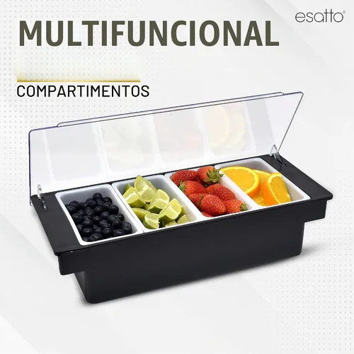 Vista 6 de Esatto - Porta condimentos para bar, bandeja de guarnición refrigerada con tapa para bar, 4 insertos de 1/2 pinta, con 12 vertedores para botellas