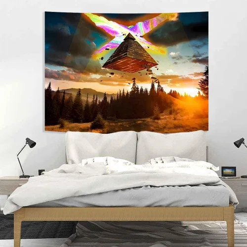 Vista 3 de Ine Ive Tapiz de naturaleza del bosque, Gravity Falls Tapiz de dibujos animados 40x30 pulgadas Fantasía Naturaleza Paisaje Decoración de pared