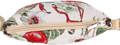 Vista 6 de Signare Tapiz pequeño bandolera para mujer con diseño de flamenco rosa y verde (Flang), Flamenco