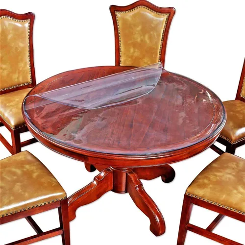 Vista 9 de Protección de mesa transparente de 24" x 36" de plástico, mantel de vinilo impermeable lavable, PVC para mesas de madera rectangulares, mesa
