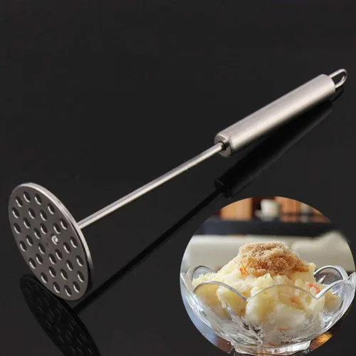 Vista 5 de YARNOW Trituradora manual de patatas de acero inoxidable para frijoles, frutas, verduras, ñames, calabaza, suministros de herramientas de alimentos