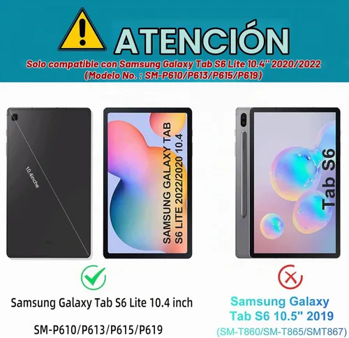 Vista 2 de Funda para teclado para Samsung Galaxy Tab S6 Lite de 10.4" 2024 2022/2020 (SM-P610/P613/P615/P619), Funda para teclado retroiluminada desmontable