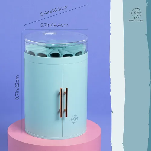 Vista 2 de Exuberante y glamoroso organizador de joyas, exquisita caja de joyería de pie con puertas dobles y cuatro cajones, caja organizadora para tocador