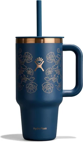 Vista 58 de Hydro Flask Vaso de Viaje con Asa, Tapa y Pajita - Acero Inoxidable Aislado en 24 Oz Aloe
