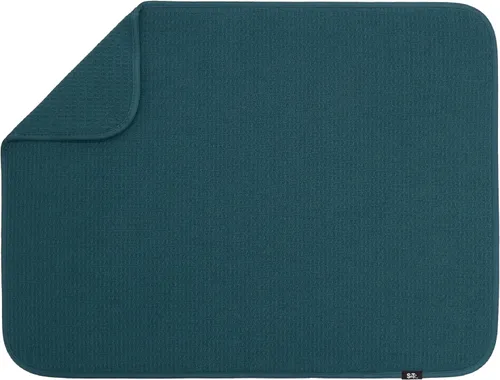 Vista 43 de S&T INC. Tapete de microfibra para secado de platos, reversible y absorbente para cocina, de 16 x 18 pulgadas, color negro