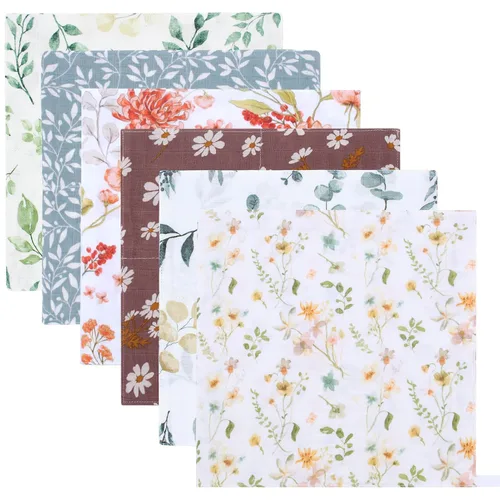 Vista 3 de LifeTree Toallas de muselina para bebé, paquete de 6 paños de lavado unisex para niños y niñas, 70% viscosa de bambú y 30% algodón, toallas de baño