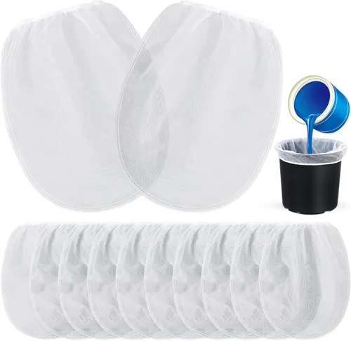 Vista 8 de Boao Bolsas de filtro de pintura, bolsas de filtro de pintura de malla fina blanca, filtro de cubo desechable para pintura, jardinería, protección
