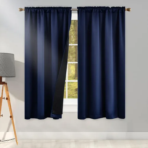 Vista 24 de KEQIAOSUOCAI Aqua - 100 cortinas opacas con forro negro para dormitorio, paneles de cortina totalmente opacas para sala de estar, cortinas aislantes