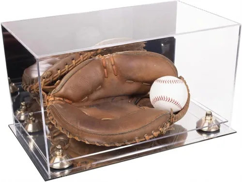 Vista 151 de Better Display Cases Vitrina de guantes de béisbol de acrílico transparente con elevadores negros (A011/V16)