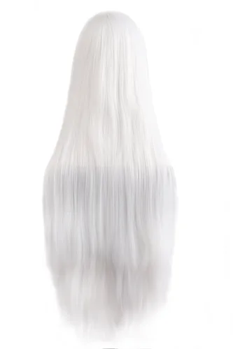 Vista 2 de MapofBeauty 40 "39.4 in blanco largo recto Cosplay traje peluca moda fiesta peluca