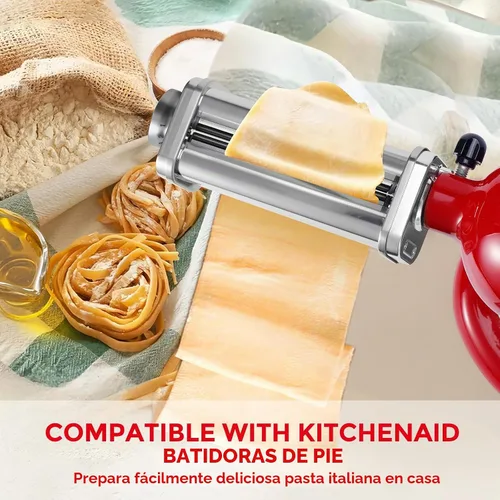 Vista 4 de Rodillo de pasta para batidora de pie Kitchenaid, máquina de pasta para accesorios de mezclador Kitchenaid, accesorio de pasta de acero inoxidable