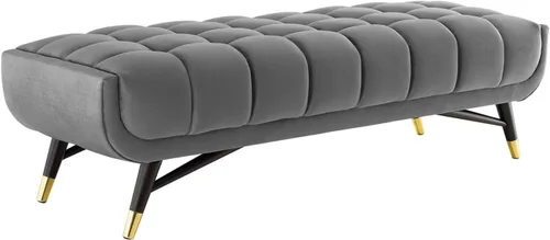 Vista 9 de Modway Adept - Banco de terciopelo de rendimiento de 47.5 pulgadas, color gris