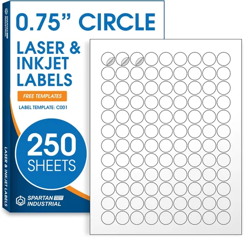 Vista 28 de Etiquetas circulares de 0.75" para láser y inyección de tinta, Spartan