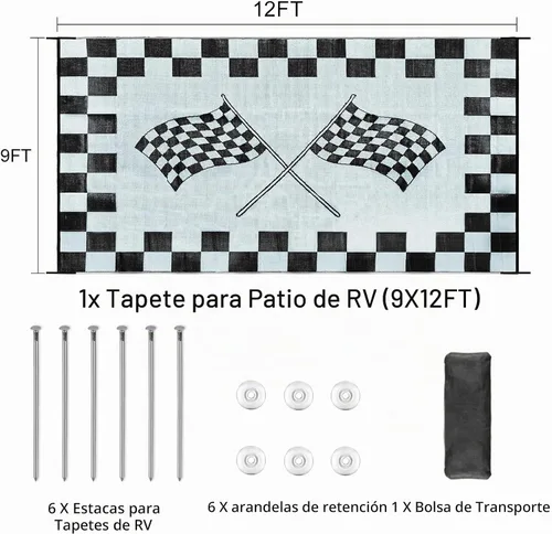 Vista 2 de EEZ RV Products - Esteras reversibles resistentes para exteriores de 9'x12' para RVing/Boondocking