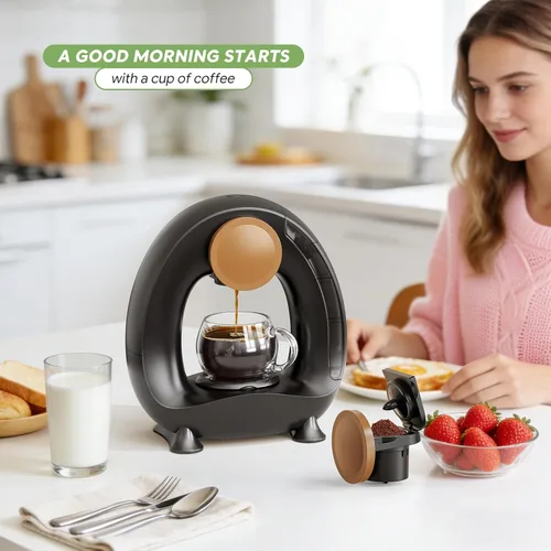 Vista 7 de Cafetera de una sola porción 2 en 1, cafetera rápida de 1400 W para cápsulas K-Cup y café molido, cafetera americana y de té de un solo toque con 2