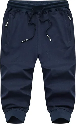 Vista 3 de MAGNIVIT Pantalones capri 34 para hombre, para entrenamiento, gimnasio, debajo de la rodilla, pantalones cortos con cremallera, bolsillos