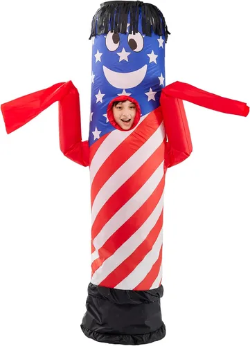 Vista 4 de Spooktacular Creations Disfraces inflables para niños, con bandera estadounidense, bailarín aéreo, tubo de hombre, brazo ondulado, disfraces