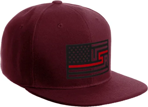 Vista 7 de I&W Hatgear Bandera de Rediseño de Estados Unidos Delgada Azul Línea Roja Soporte American Servicemen Sombrero El Snapback Línea Azul Delgada