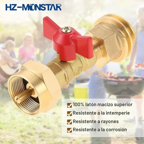 Vista 5 de Adaptador de tanque de propano de 20 lb a 1 lb con válvula para cilindro desechable desechable de 1 lb / 16.4 oz, convertir CGA600 a rosca macho