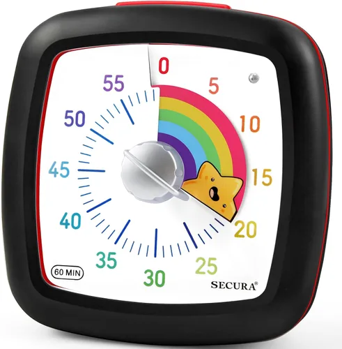 Vista 9 de Secura - Temporizador visual de 60 minutos, temporizador silencioso de estudio para niños y adultos, relojes de tiempo, temporizador de cuenta
