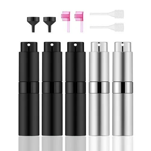 Vista 8 de Lil Ray Botella atomizadora recargable de viaje de 0.3 fl oz, mini pulverizador portátil para colonia (5 negro mate)