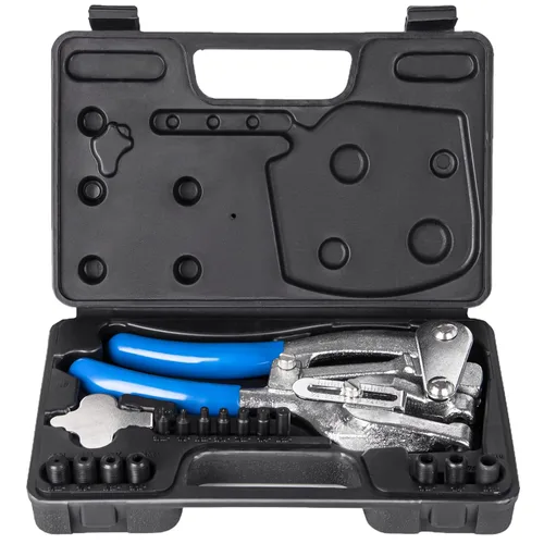 Vista 8 de Juego de herramientas para perforar agujeros de metal, perforadora profesional resistente para metal, mano de 3/32 a 9/32 pulgadas para chapa