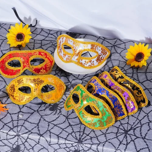 Vista 6 de Yookat 14 máscaras de mascaradas vintage antiguas máscaras venecianas Mardi Gras máscara de mascarada