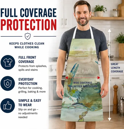 Vista 4 de Caroline's Treasures SC2013APRON - Delantal de cangrejo azul para cocinar, hornear, manualidades, jardinería para adultos, mujeres y hombres