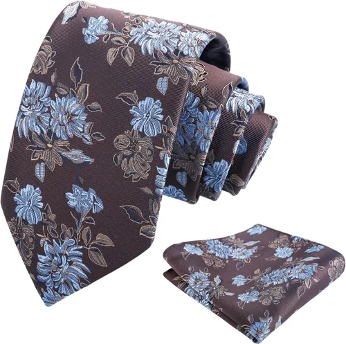 Vista 78 de Alizeal Mens 3.15inches Leaf Flower Pattern Tie with Floral Pocket Square Set